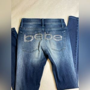 Bebe size 23 denim stretch jeans rhinestones excellent condition (Ships fast)